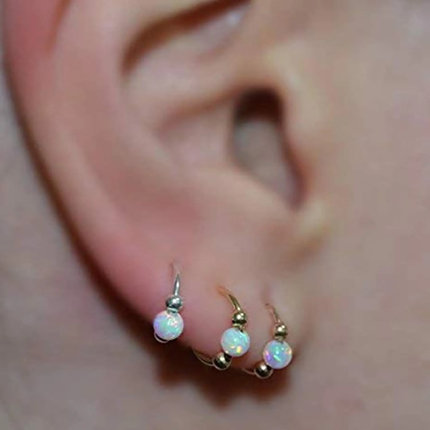 MODRSA 18g Nose Ring Opal Nose Ring Opal Nose Stud L Shaped Opal Nose Hoop Clicker Silver Gold Nose Rings for Women Cartilage Hoop Earring Cartilage Hoop Helix Hoop Earring White Daith Earring Hoop