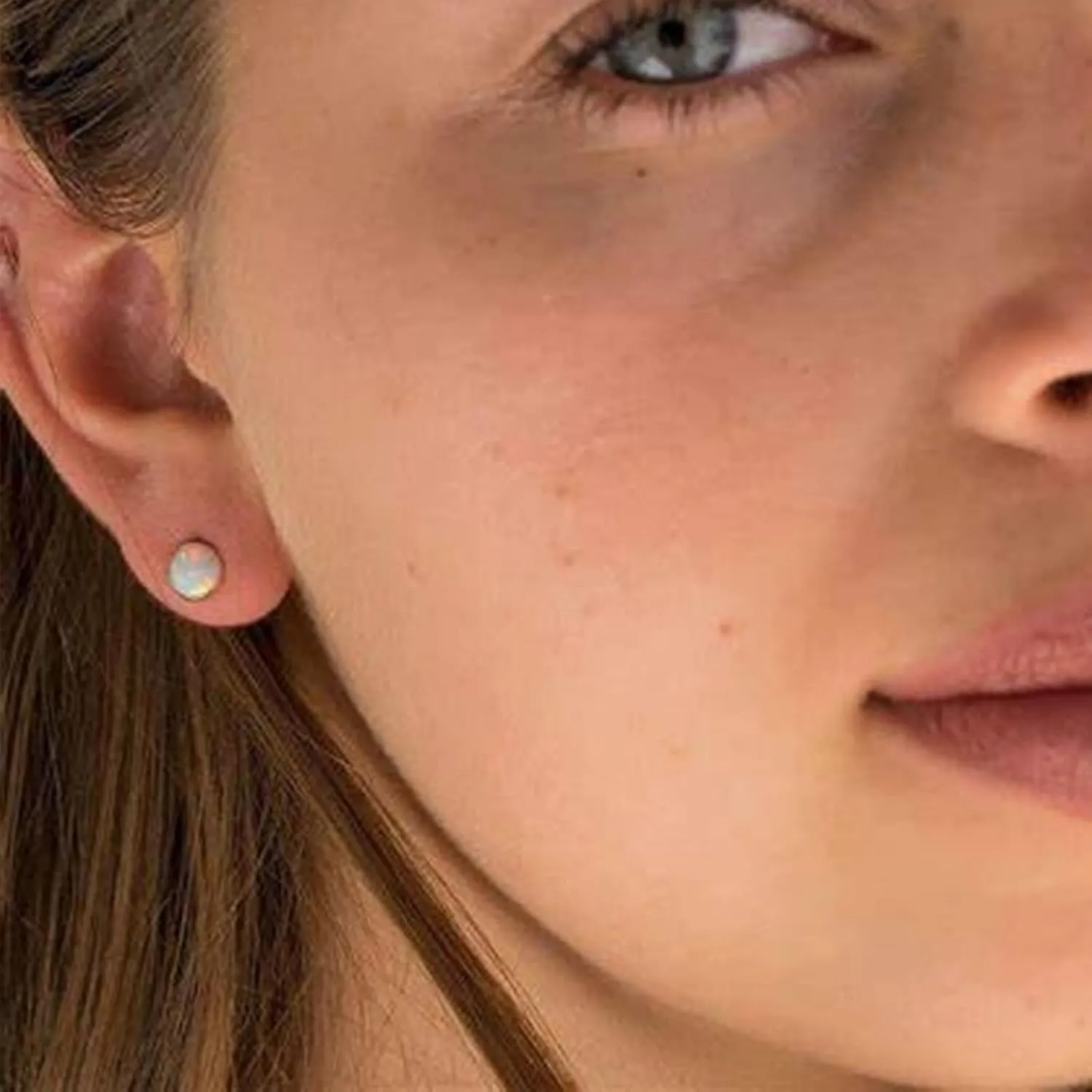 MODRSA 18g Nose Ring Opal Nose Ring Opal Nose Stud L Shaped Opal Nose Hoop Clicker Silver Gold Nose Rings for Women Cartilage Hoop Earring Cartilage Hoop Helix Hoop Earring White Daith Earring Hoop