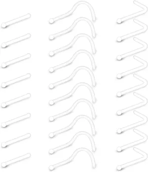 MODRSA Clear Nose Rings & Studs - Plastic Nose Piercing Retainers - 16g, 18g, 20g - Clear Cartilage Earrings & Lip Piercing Retainer