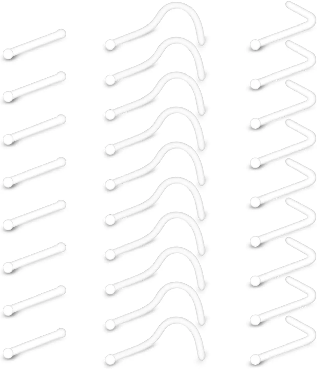 MODRSA Clear Nose Rings & Studs - Plastic Nose Piercing Retainers - 16g, 18g, 20g - Clear Cartilage Earrings & Lip Piercing Retainer