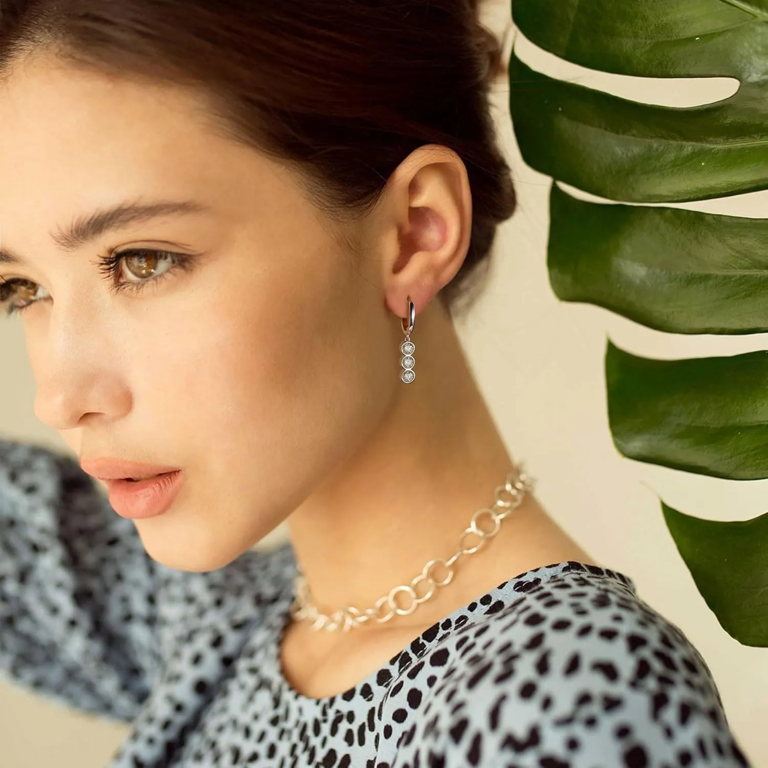 Moissanite Hoop Earrings for Women Moissanite Drop Dangle Earrings Bubbles D Color VVS1 Clarity 18K White Gold Plated 925 Sterling Silver Round Cut