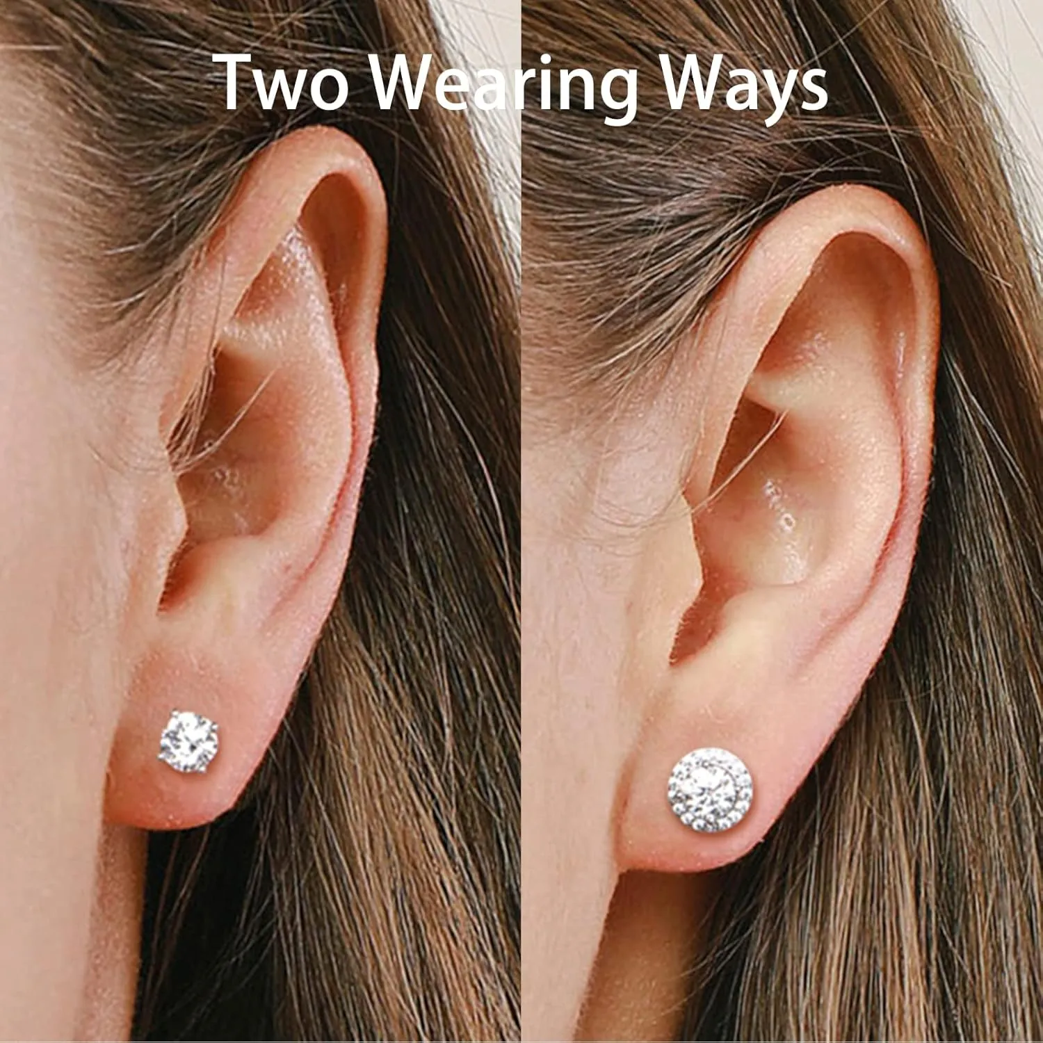 Moissanite Stud Earrings for Women and Men,Hypoallergenic 925 Sterling Silver Round eart 14K White Gold Plated Earrings,Diamond 1ct-2ct D-Color,Simple Gold Jewelry Gift for Women,For Family, Loved Ones, Friends