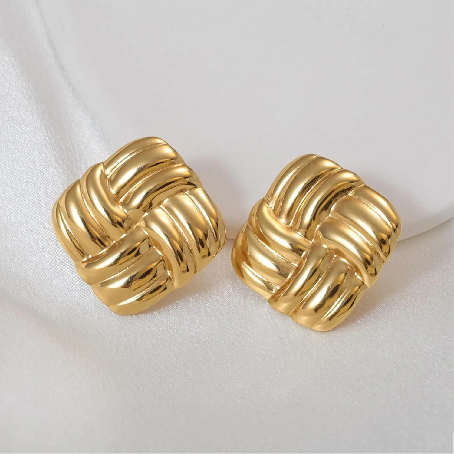 MOROTOLE Chunky Gold Earrings, Vintage Gold Statement Stud Earrings for Women Hypoallergenic Lightweight Trendy 18K Gold Knot Geometric Dangle Drop Earring Jewelry Gifts