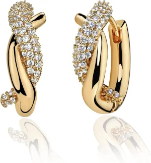 MTMY Huggie Hoop Earrings 14K Gold Plated Cubic Zirconia Dainty Simple Cute Elegant Hoop Earring for Women Hypoallergenic Jewelry