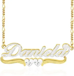 Name Plate Necklaces Double Plated Name Necklace Personalized Custom NameNecklace for Women with Heart 18k Gold Plated Nameplate Pendant for Women