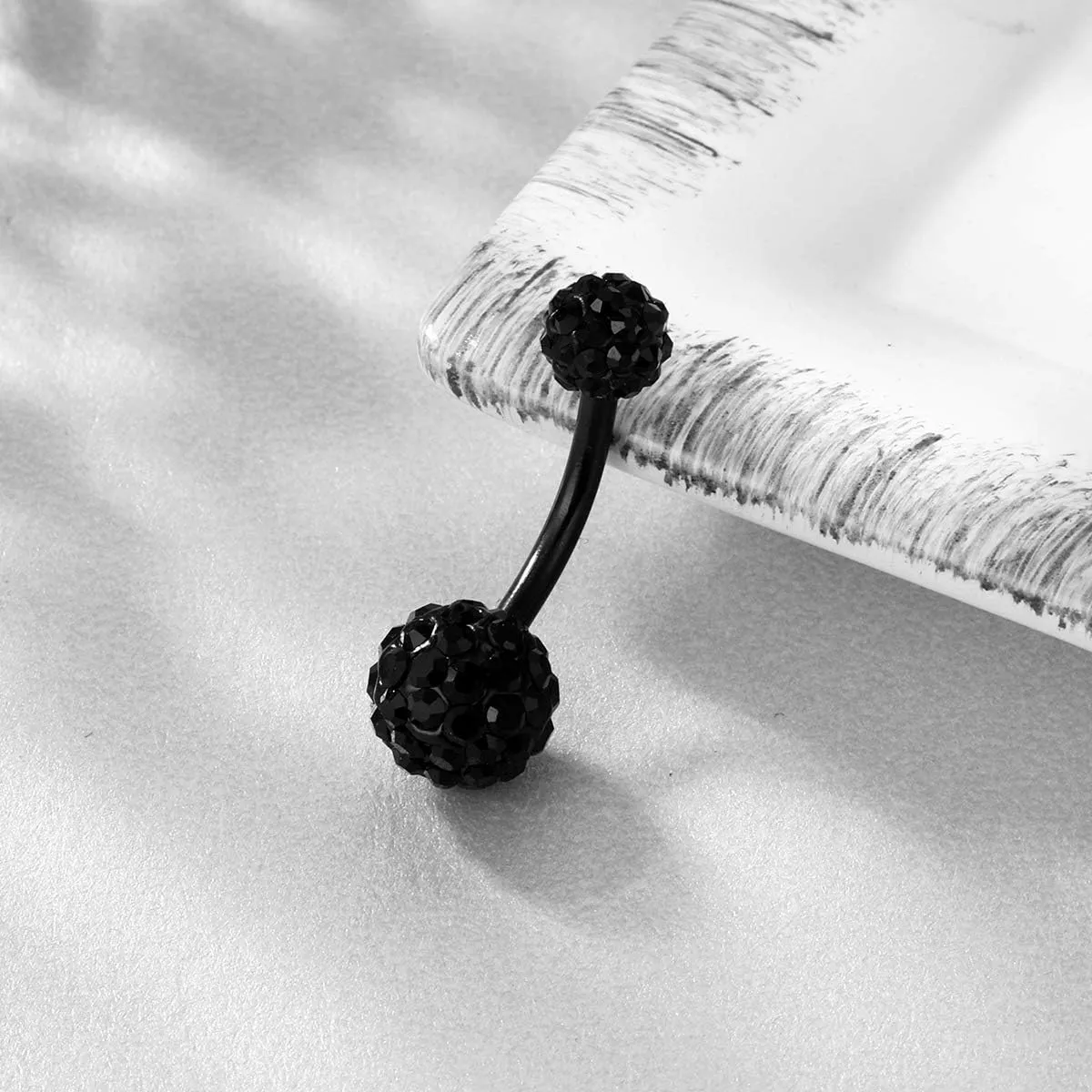 NASAMA 6PCS 14G Stainless Steel Dangle Belly Button Rings for Women Belly Piercing CZ Inlaid