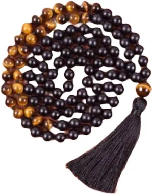 Natural Tiger Eye 8mm 108 Mala Beads, Spiritual, Meditation Beads, Reiki, Japa Mala, Buddhist Prayer Beads, Yoga Bracelet, healing beads LKMALA-RRGU-383