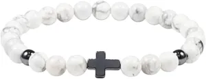 New 2025 Charm Men Cross Bracelets Women Meditation Prayer Natural Lava Beads Bracelet Yoga Fitness Couple Jewelry Gifts Hombre Fashion Trendy Accessories Creative Gift