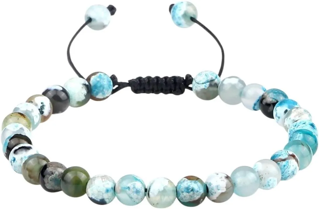 New 2025 Women 6Mm Natural Fire Agate Stone Beads Bracelets Adjustable High Prayer Hers Yoga Meditation Jewelry Fashion Trendy Accessories Creative Gift