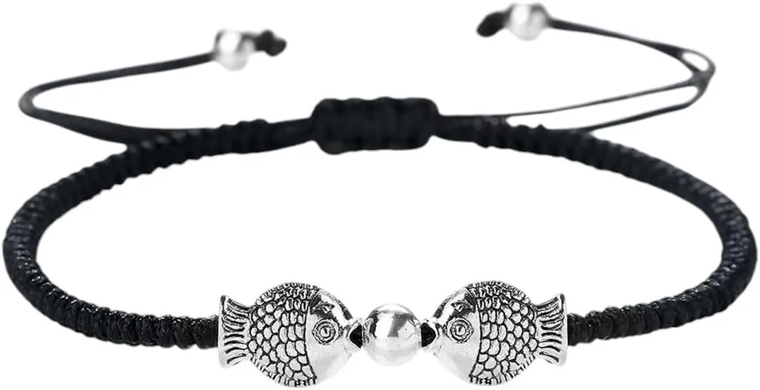 New 2026 Unisex Fashion Double Fish Pendant Bracelet For Men Women Red Black Rope Couple Bracelets Friendship Wish Prayer Jewelry Findings Gifts Trendy Accessories Creative Gift For Women And Men