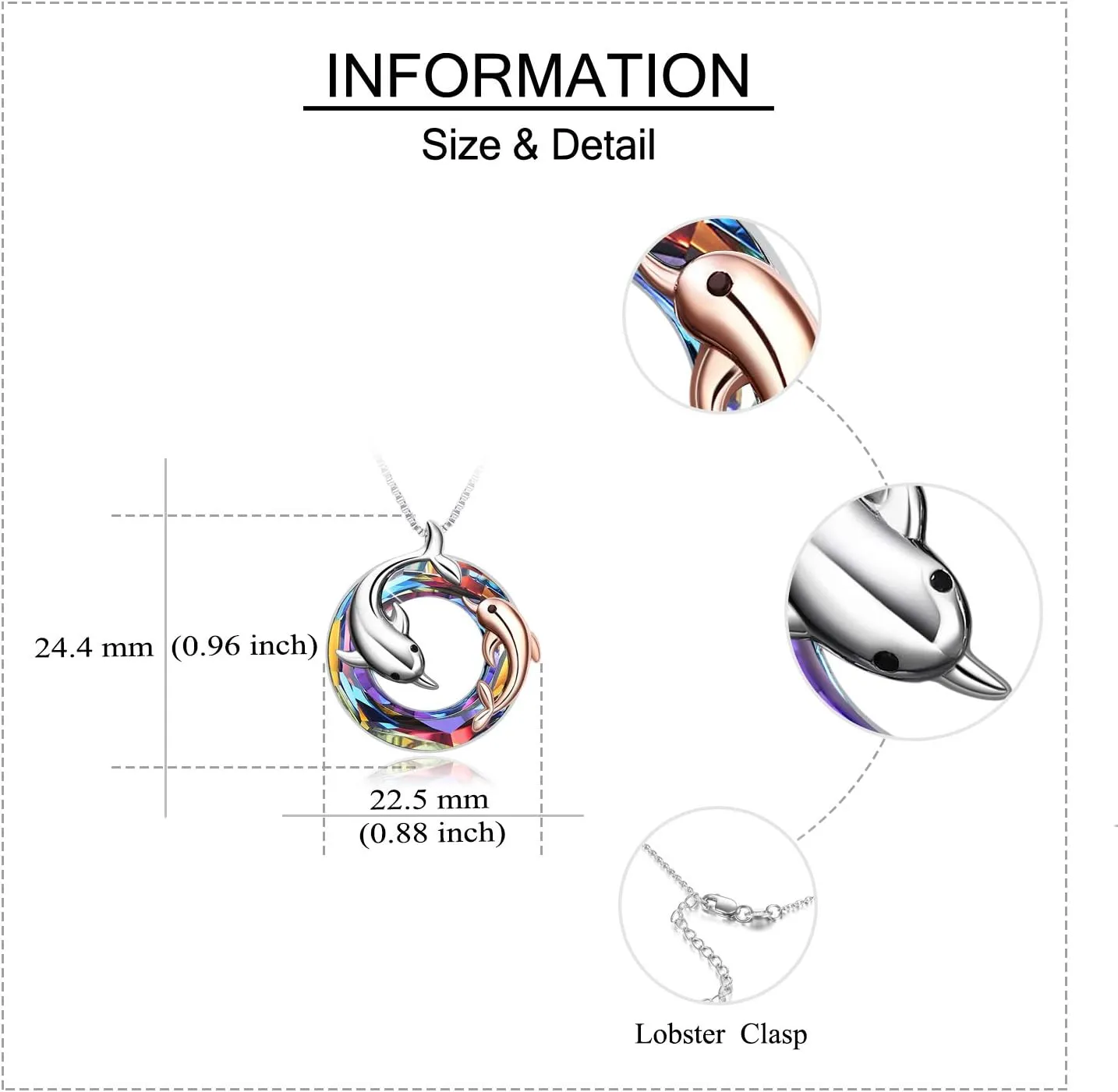 ONEFINITY Dolphin Necklaces Gifts for Women Sterling Silver Crystal Dolphin Pendant Mother and Daughter Ocean Jewelry for Mom Girls Mother's Day Gifts