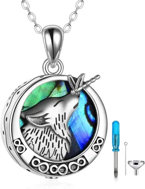 ONEFINITY Wolf Urn Necklaces for Ashes Sterling Silver Wolf Cremation Jewelry with Dragonfly Urn Keepsake Memorial Urn Jewelry for Women Men