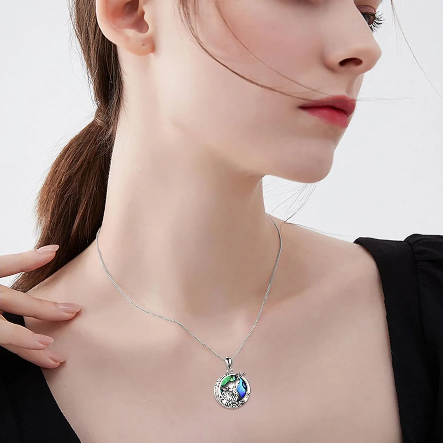 ONEFINITY Wolf Urn Necklaces for Ashes Sterling Silver Wolf Cremation Jewelry with Dragonfly Urn Keepsake Memorial Urn Jewelry for Women Men
