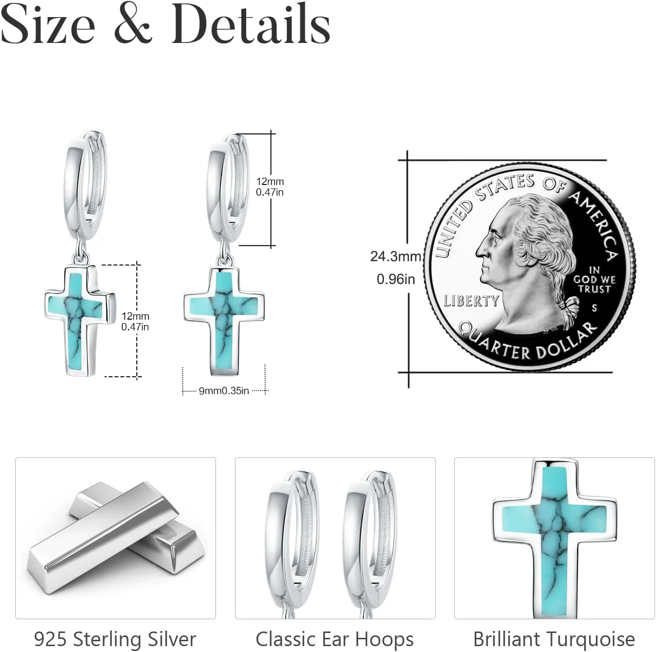 Opal Cross Stud Earrings, 925 Stertling Silver Hypoallergenic Anchor Stud Earrngs and Tiny Opal Cross Studs Jewelry for Women