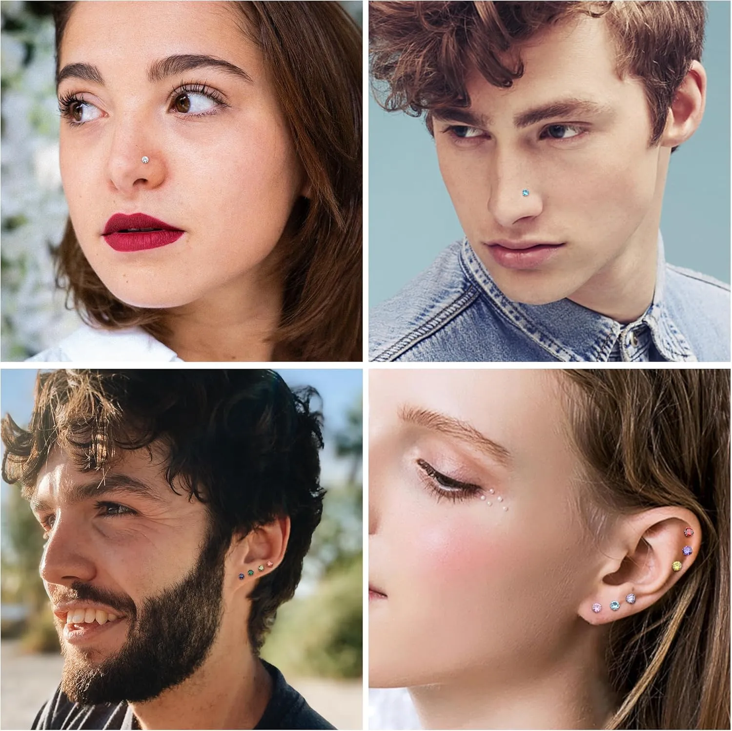 ORAZIO CZ Stud Earrings for Women Men Stainless Steel Cubic Zirconia Screwback Earrings Set