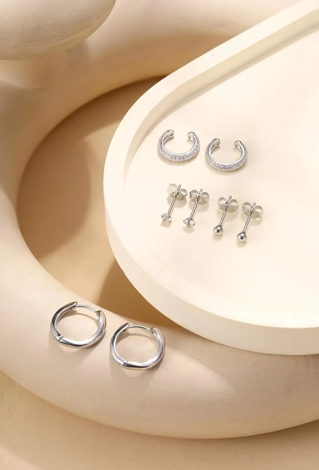 ORAZIO Small Gold Hoop Earrings for Women Hypoallergenic 14K Gold Plated Chunky Huggie Earring Sets for Multiple Piercing Dainty Earing Stacks Set Cute Silver Cartilage Jewelry Trendy Gifts