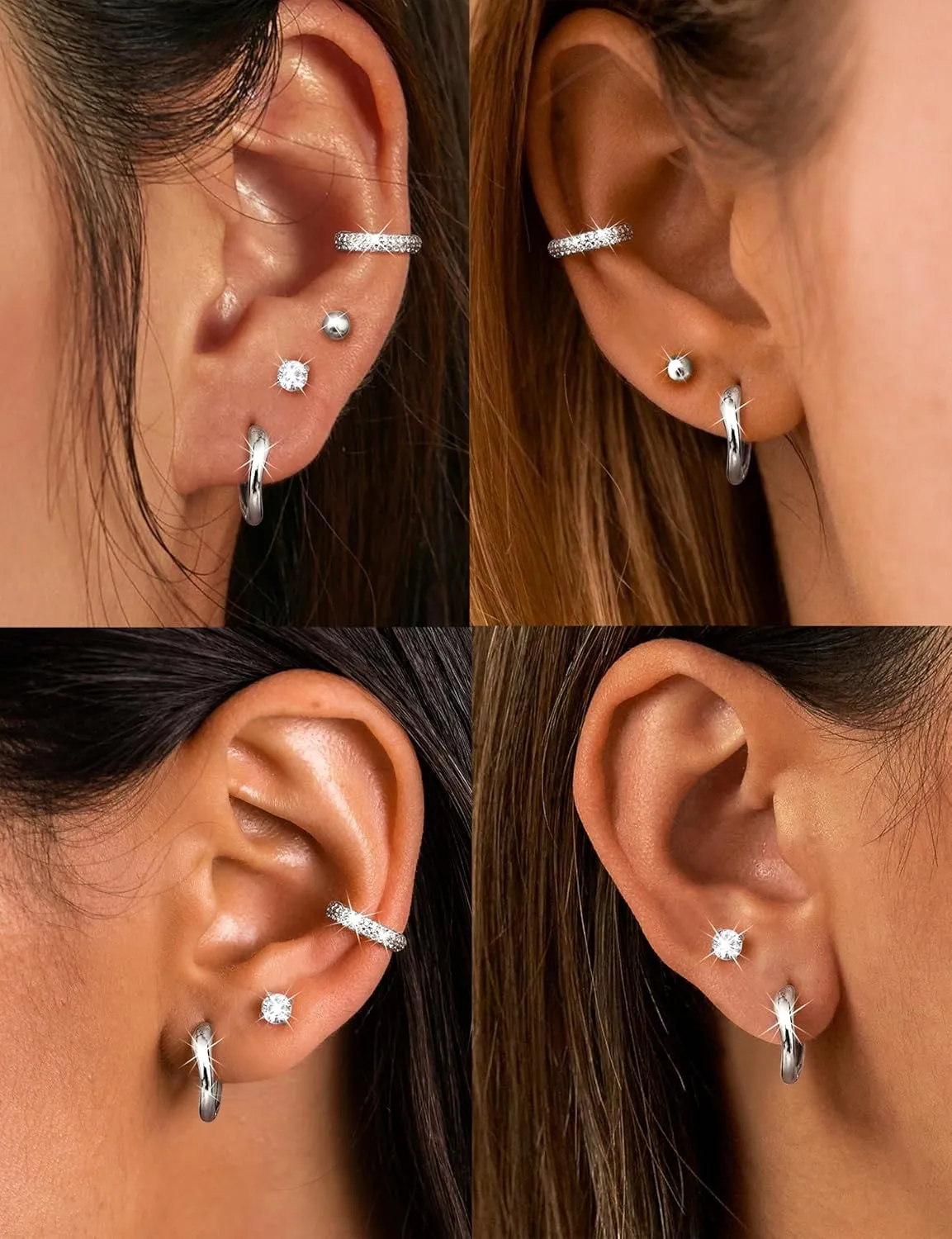 ORAZIO Small Gold Hoop Earrings for Women Hypoallergenic 14K Gold Plated Chunky Huggie Earring Sets for Multiple Piercing Dainty Earing Stacks Set Cute Silver Cartilage Jewelry Trendy Gifts