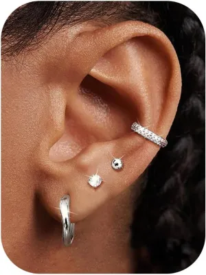 ORAZIO Small Gold Hoop Earrings for Women Hypoallergenic 14K Gold Plated Chunky Huggie Earring Sets for Multiple Piercing Dainty Earing Stacks Set Cute Silver Cartilage Jewelry Trendy Gifts