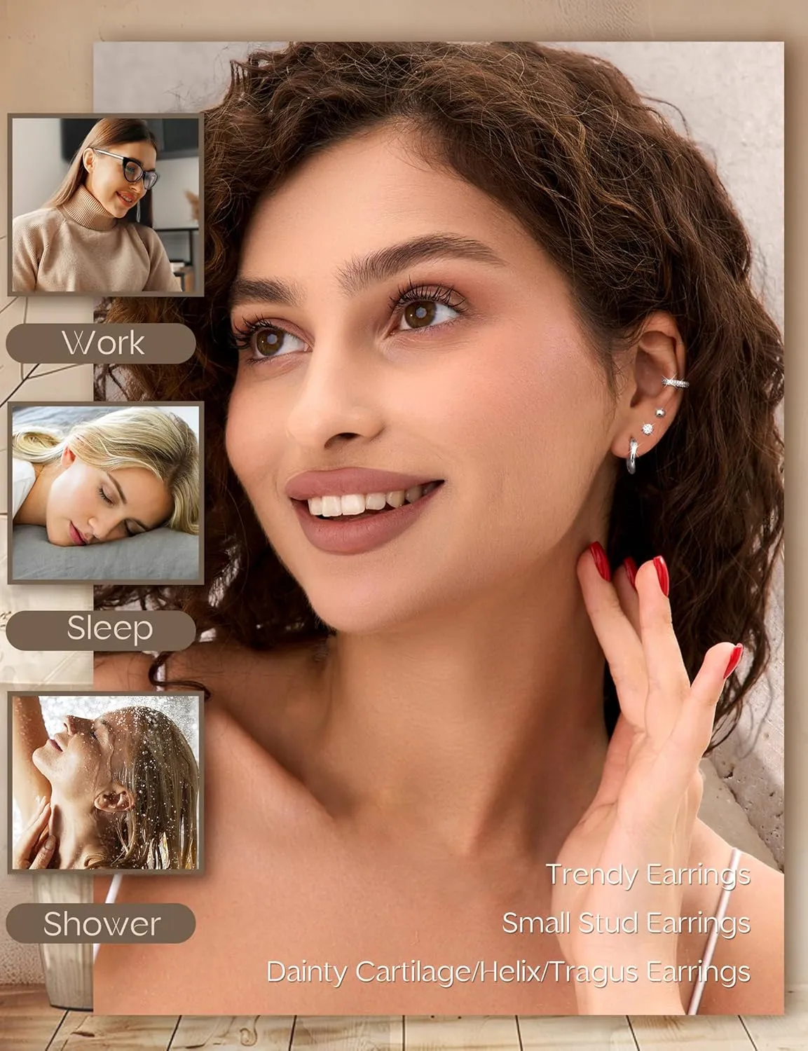 ORAZIO Small Gold Hoop Earrings for Women Hypoallergenic 14K Gold Plated Chunky Huggie Earring Sets for Multiple Piercing Dainty Earing Stacks Set Cute Silver Cartilage Jewelry Trendy Gifts