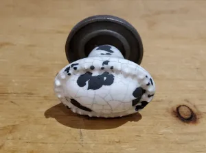 Oval White Crackle Ceramic Knob