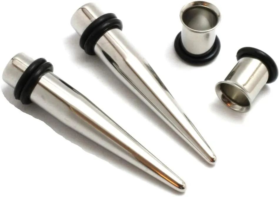 Pair of 316l Steel Tapers and Tunnels Ear Stretching Kit Gauges Gauging Plugs Choose 1g 7/16 1/2 9/16 5/8 00g-14g