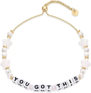 PAVOI 14K Gold Plated Colored Mantra Evil Eye Beaded Gemstone Bracelets for Women | Adjustable Friendship Beaded Bracelets with Words | I Am Enough Fearless Breathe Good Energy In My Era Grateful You Got This Affirmation Bracelet