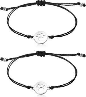 paw print bracelet Unisex Distance Matching Bracelets Handmade Friendship Gifts for Best Friend Couples 2 pcs