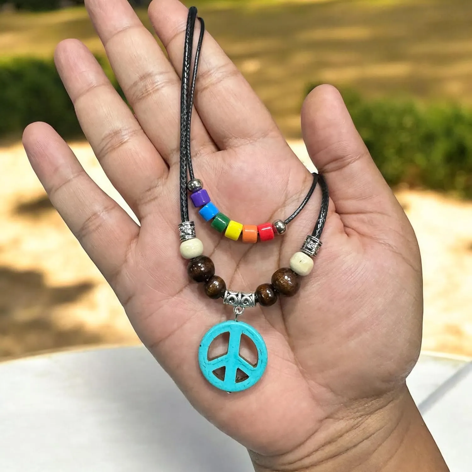 Peace Sign Symbol Necklace Circle Of Peace Sign Symbol Charm Pendant Necklaces Stone Peace Sign Pendant for Men Women Unisex