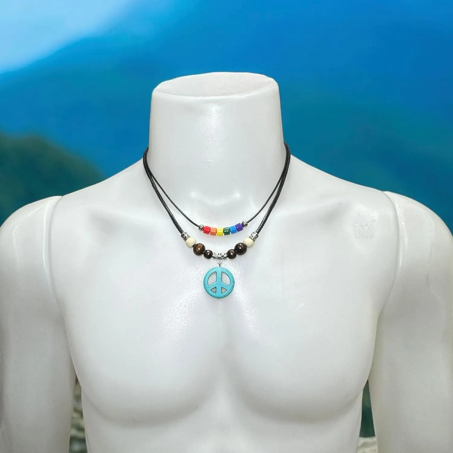 Peace Sign Symbol Necklace Circle Of Peace Sign Symbol Charm Pendant Necklaces Stone Peace Sign Pendant for Men Women Unisex