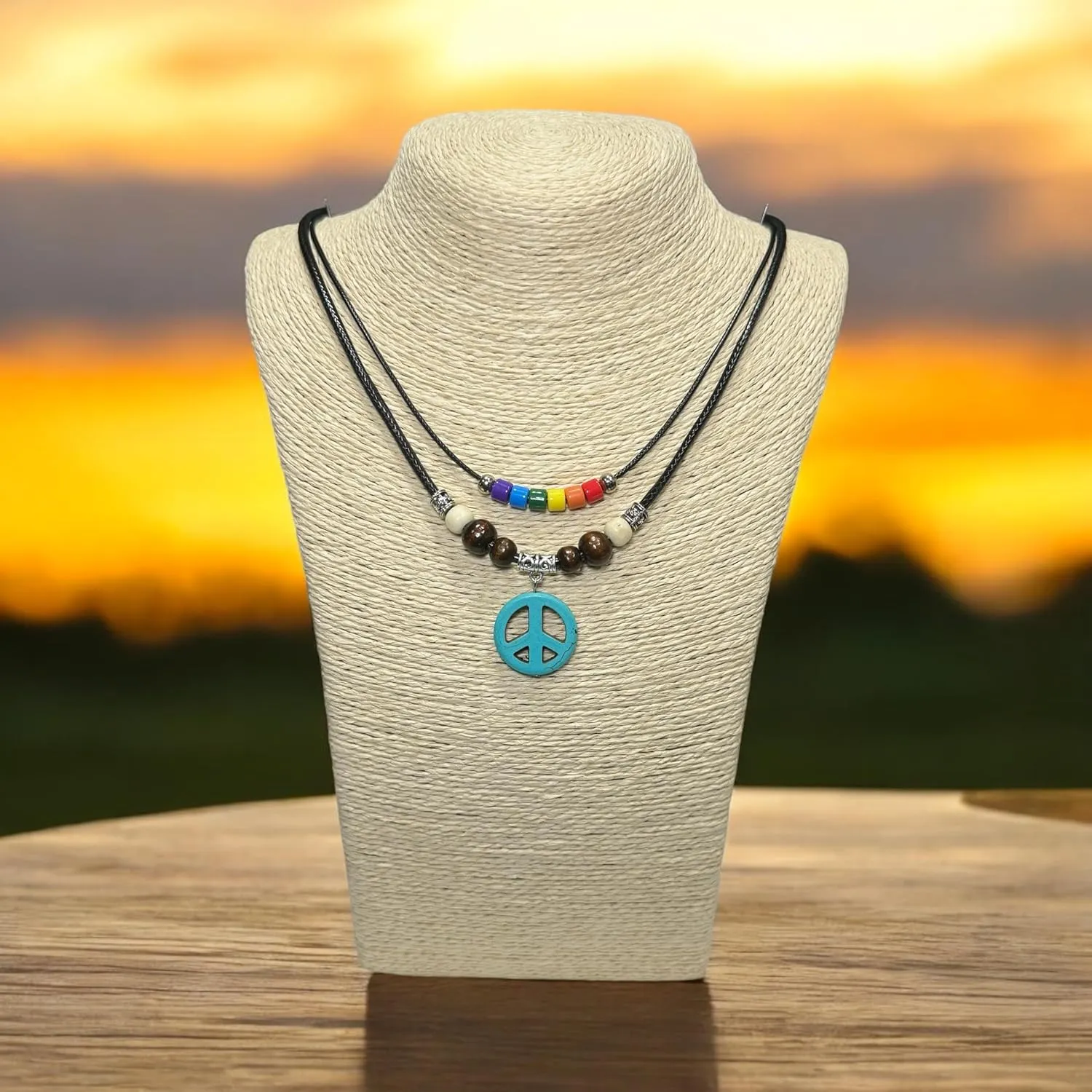 Peace Sign Symbol Necklace Circle Of Peace Sign Symbol Charm Pendant Necklaces Stone Peace Sign Pendant for Men Women Unisex