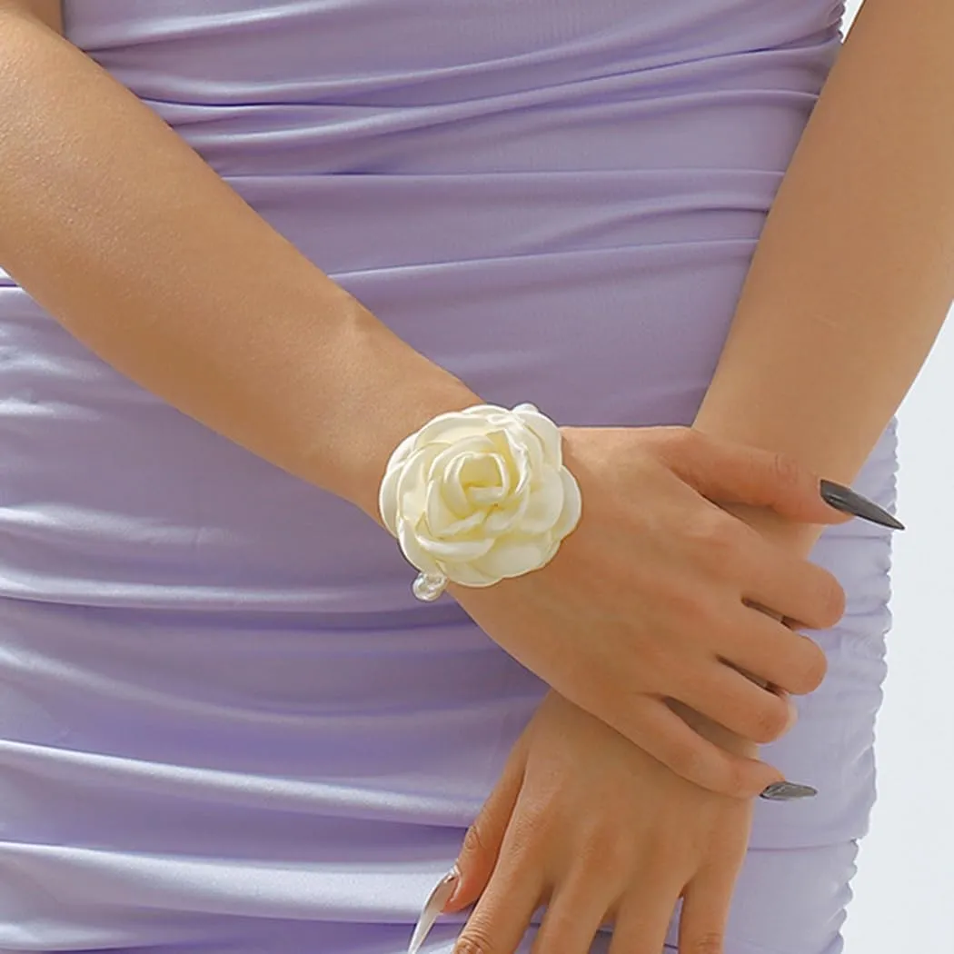 Pearl Flower Bracelet Vintage Roses Bracelets Jewelry Gold Baroque Bracelet for Wedding Festival Party Daily