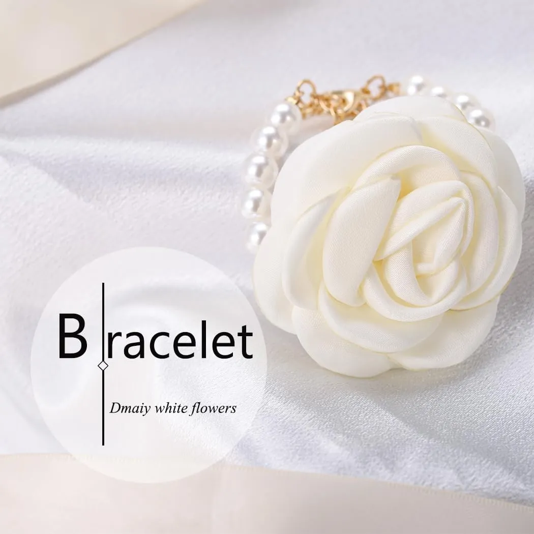 Pearl Flower Bracelet Vintage Roses Bracelets Jewelry Gold Baroque Bracelet for Wedding Festival Party Daily