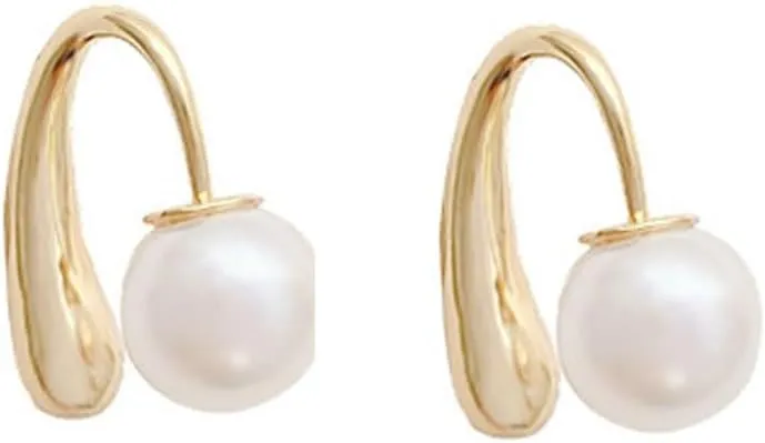 Pearl Hoop Earrings Imitation Pearls Stud Earring Dangle Pearl Earrings for Women Summer Gifts
