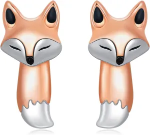 PELOVNY Fox Earrings Pink Abalone Shell/Rose Gold Sterling Silver Hypoallergenic Fox Dangle Drop Earrings Jewelry Gifts For Women