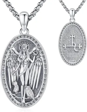 Pentagram Necklace Sterling Silver Triple Moon Goddess/Celtic Knot Witches Knot/Ankh/Sun and Moon/Hecate/Lilith/Santa Muerte/Tetragrammaton Pendant Necklace Pagan Wiccan Magic Egyptian Amulet Jewelry for Women Men