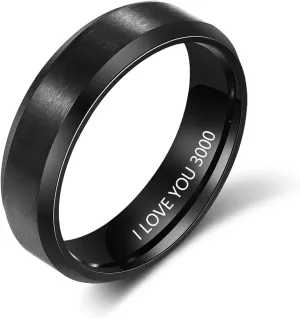 Personalized Couple Rings for Him and Her Sets Matching Promise Rings for Couples Black Rings for Women Mens (Men(1pc))
