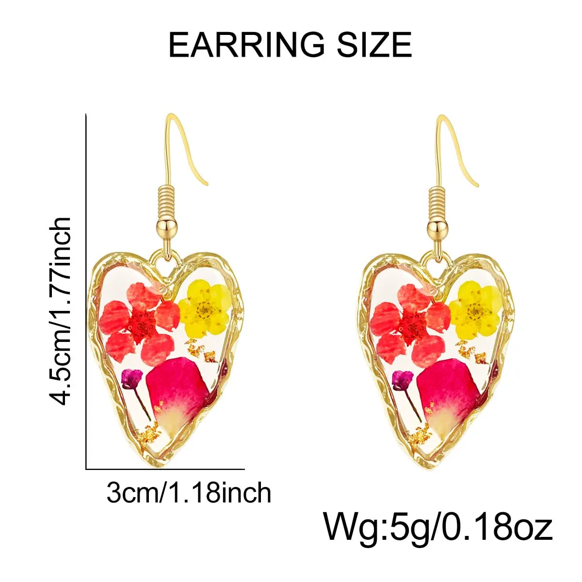 Personalized Handmade Wildflower Earrings Pressed Resin Dry Flowers Gold Teardrop Earrings Drop Dangle Earring For Women Girls Gift for Woman (Color 8)