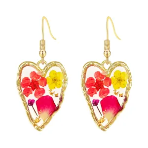Personalized Handmade Wildflower Earrings Pressed Resin Dry Flowers Gold Teardrop Earrings Drop Dangle Earring For Women Girls Gift for Woman (Color 8)