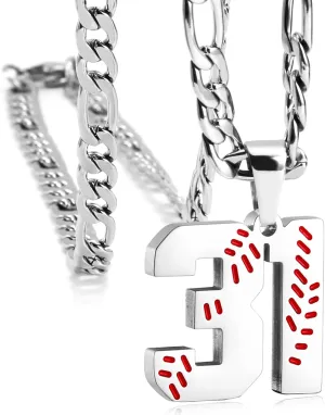 Personalized Jersey Number Necklaces for Mens,Athletes Stainless Steel Sport Number Pendant Chain for Boys Baseball/Softball Team Inspiration Jewelry with Gifts