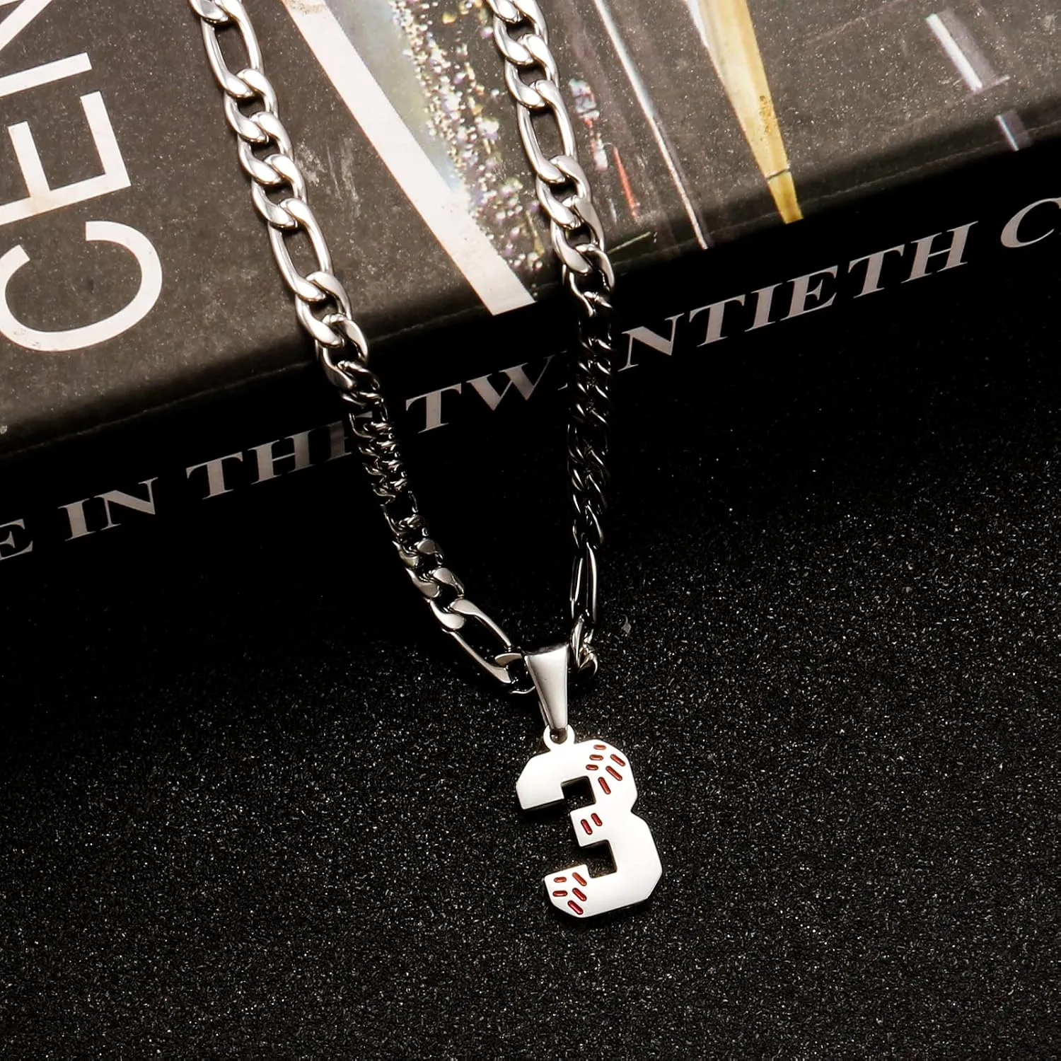 Personalized Jersey Number Necklaces for Mens,Athletes Stainless Steel Sport Number Pendant Chain for Boys Baseball/Softball Team Inspiration Jewelry with Gifts