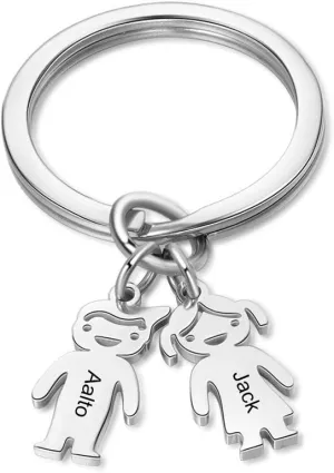 Personalized Keychain for Men Women with 1-6 Children Charms Custom Keyring