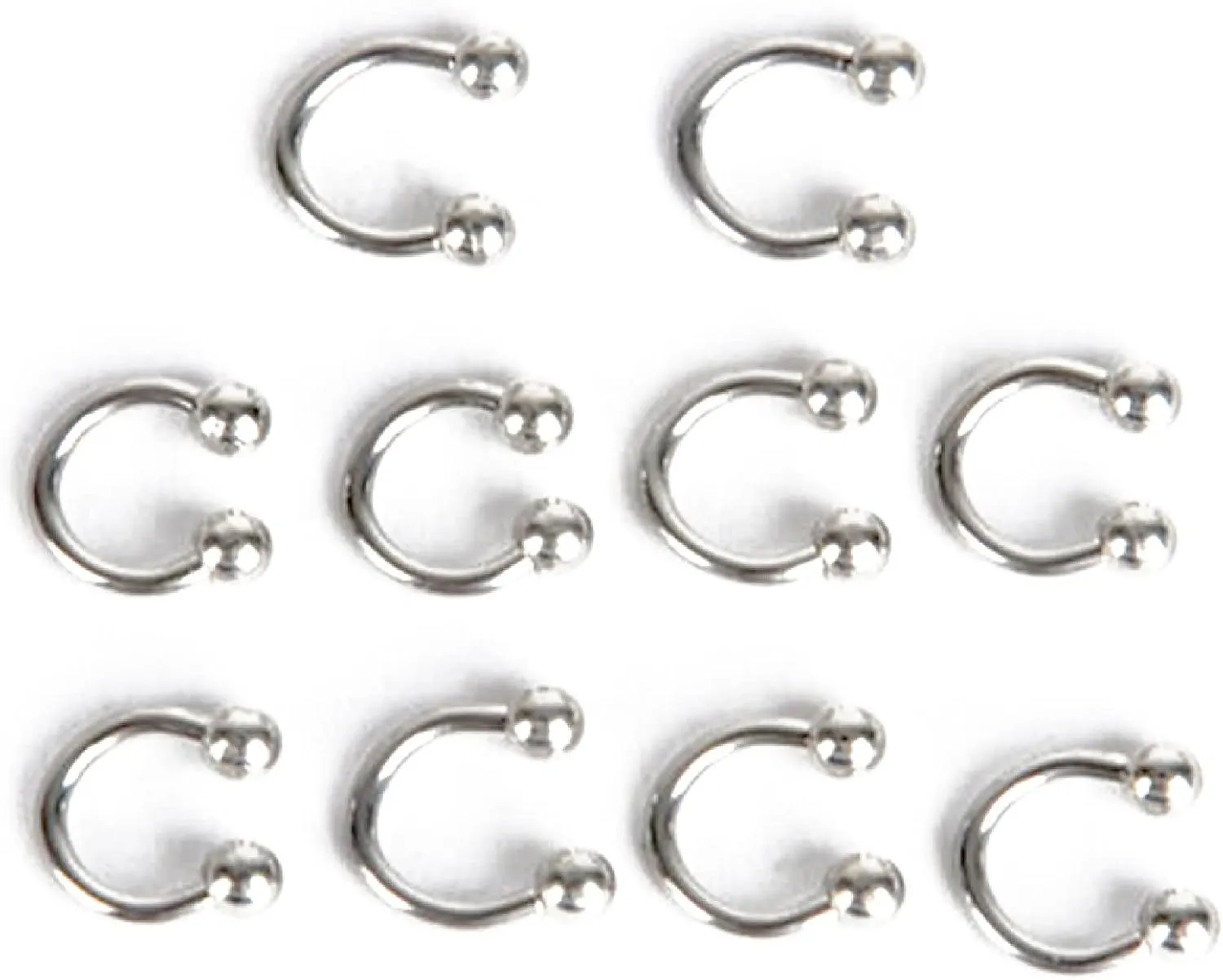 Personalized Nose Ring Hoop Nose Studs,10 Pcs Stainless Steel Horseshoe Bar Lip Nose Septum Ear Ring Stud Body Piercing - Silver 6mm
