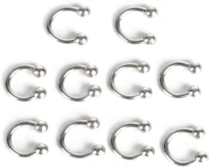 Personalized Nose Ring Hoop Nose Studs,10 Pcs Stainless Steel Horseshoe Bar Lip Nose Septum Ear Ring Stud Body Piercing - Silver 6mm