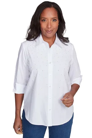 Petite Flower Power Pearl Studded Shirt