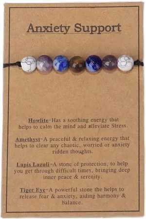 Pingyongchang Healing Chakra Crystal Bead Bracelet Natural Gemstones Yoga Reiki Chakras Stone Beaded Braided Rope Bracelet Wish Card for Women Men Balancing Energy Yoga Meditation Protection Jewelry