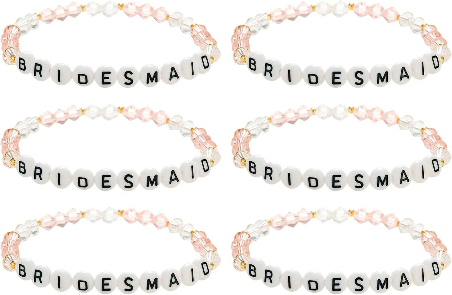 Pink Bridesmaid Bracelet Set of 6 Maid of Honor Proposal Gifts, BR04B