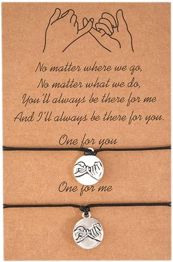 Pinky Promise Coin Bracelet for Couples Best Friends Birthday Gifts for Women Men Friendship Bracelets for Women Men