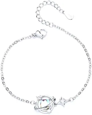 Planet Moonstone Bracelet for Women Crystal Cubic Zirconia Chain Adjustable Bracelets Dainty Birthday Anniversary Mother's Day Jewelry
