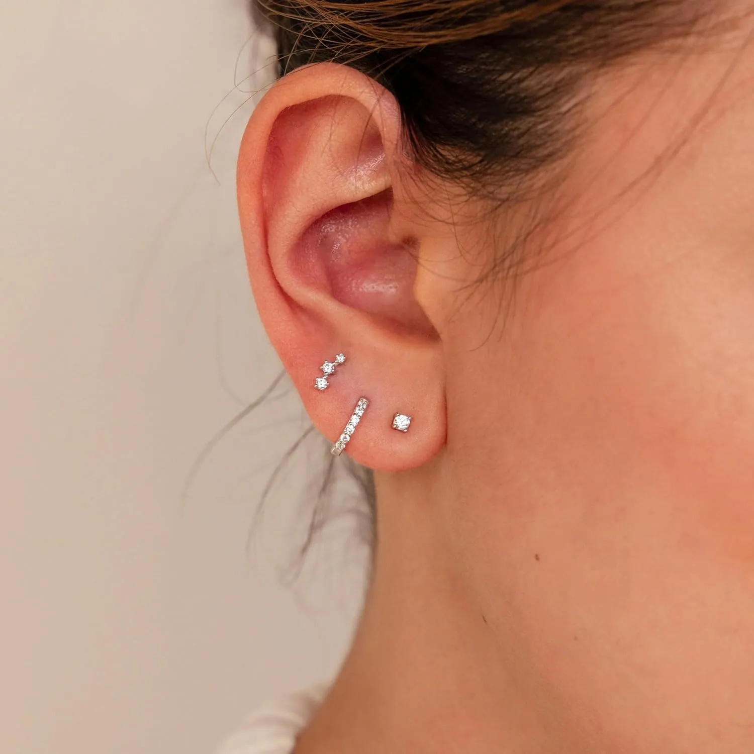 PLOMFOV Gold Flat Back Earrings | Hoop Cartilage Earring Sets for Multiple Piercing | 14K Gold Plated 20G Stud Earrings Stacks for Women | Cartilage Helix Tragus Piercing