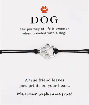 PLwelth Puppy Dog Bracelets for Women Men Dog Memorial Gifts for Pet Lover Friendship Gifts for Her His Couples Adjustable String